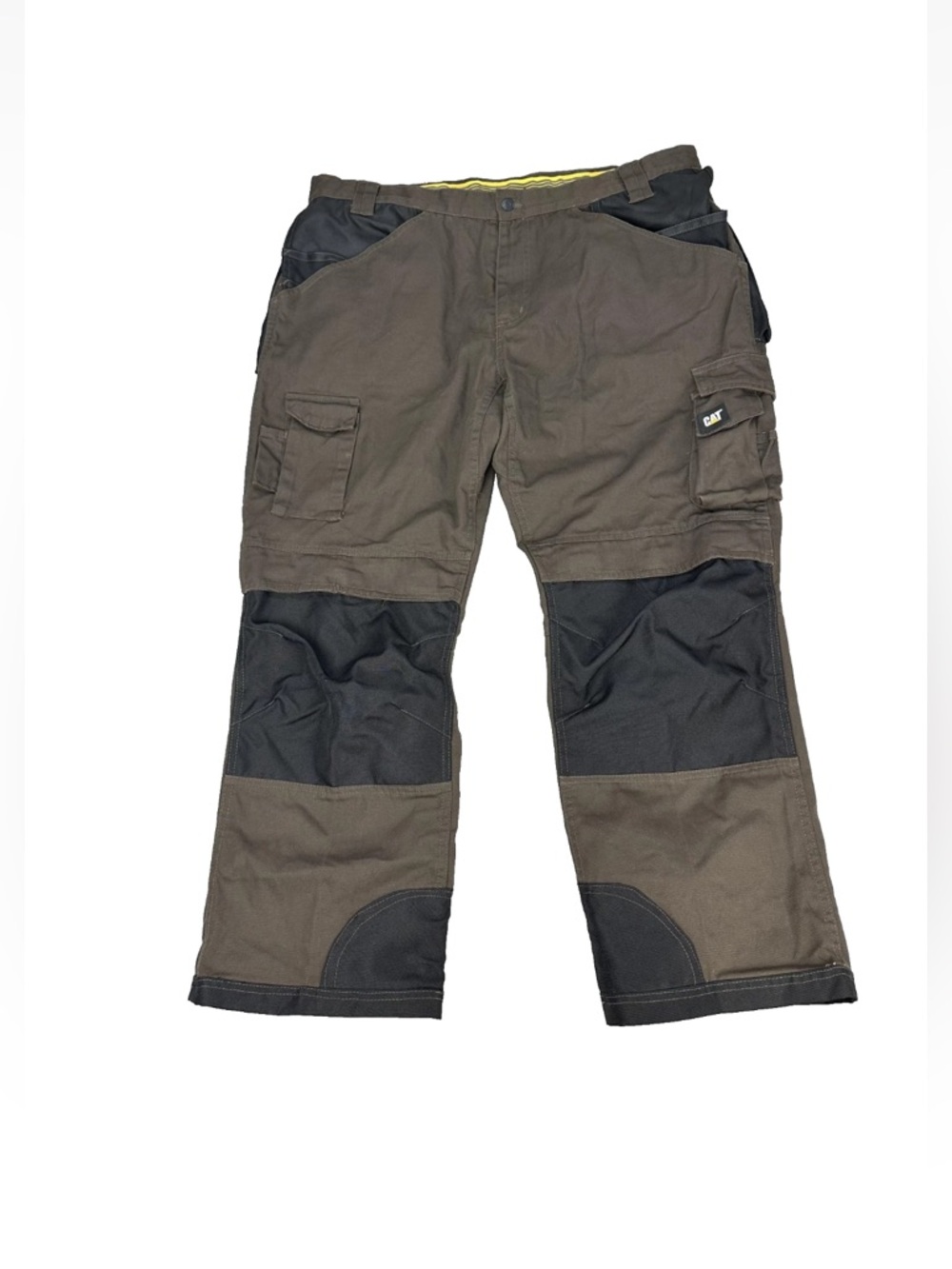 CAT Caterpillar Utility Work Pants Mens 42x30 Brown Black Cargo Reinforced